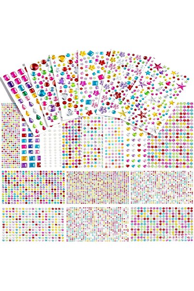 Generic 6124pcs Gem Stickers Jewels Crafts, 20 Sheets Self-Adhesive Rhineston...