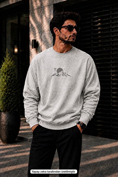 caddekombin Men's Minimalist Mountain Landscape Printed Cycling Round Neck Ca...