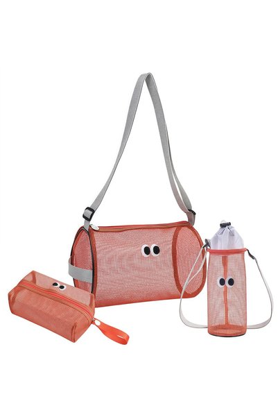 bag Mesh Swim 3-Piece Sports Set Breathable Gym with Cosmetic Pouch & Bottle ...