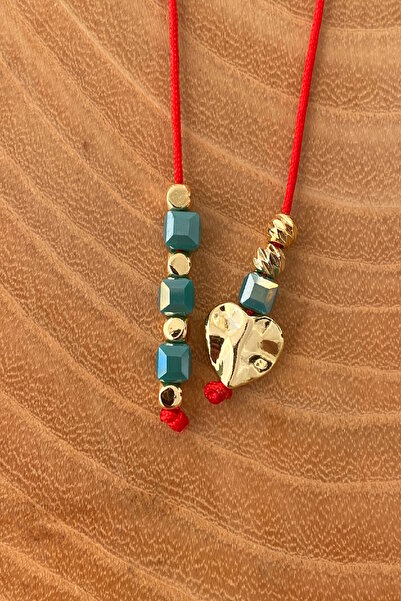 Shepidi Red String Heart Cube Beaded Adjustable String Necklace