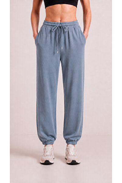 zazzia Women's Baby Blue Modal Fabric Silky Textured Sweatpants