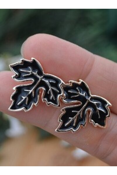 Stoneage Mineli Leaf Earrings - Black -