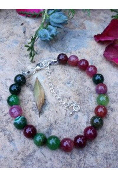 Stoneage Mixed Agate Natural Stone Bracelet - Red -