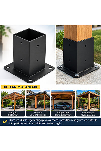 mamzdesign Pergola çardak, sundurma, garaj için zemin bağlantı braketi90x90x2...