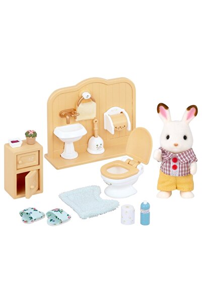 SYLVANIAN FAMILIES Çikolata Kulaklı Tavşan Kardeş ve Tuvalet 5015