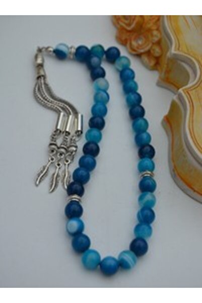 Stoneage Blue Agate Prayer Beads - Multicolored -