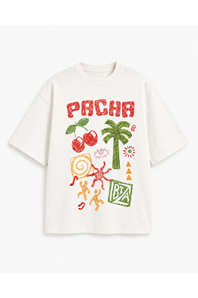 fingerjewerly Pacha Cherry Palm Retro Printed Oversize T-Shirt Unisex 80% Cot...