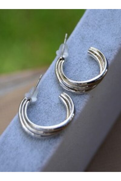 Stoneage Hoop Earrings - Silver Color -