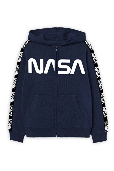 Nasa Тъмносин суичър с цип, 100% памук
