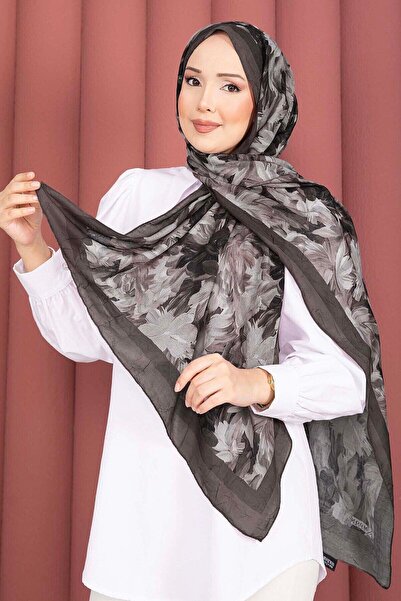 EBRUTESETTÜR سلسلة شالات فاخرة بنقشة الزهور باللون البني الحار