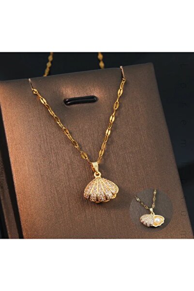 Peach Jewelry Peach Jewerly Μενταγιόν Ανοξείδωτο Ατσάλι Κοχύλι με Κρυμμένο Τε...