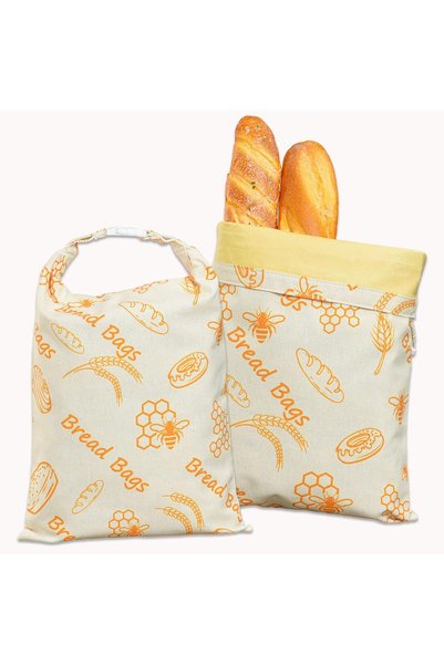 Generic Brand Sac reutilizabil din in/bumbac, Sac pentru pâine 17x12 inci, În...