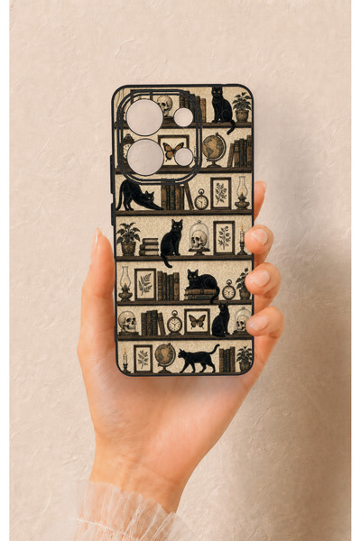 Vip Case Redmi Note 13 4g Compatible Vintage Black Cat Pattern Silicone Case