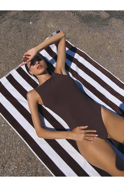 Jerf Round Neck Swimsuit Brown
