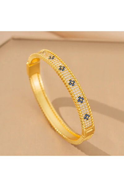 Peach Jewelry Peach Jewerly Βραχιόλι Χειροπέδα Από Ανοξείδωτο Ατσάλι Με Λουλο...
