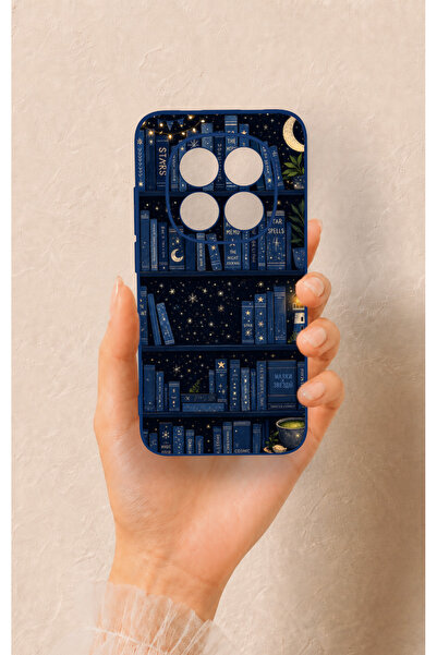 Vip Case Redmi Note 15 Pro 5G Uyumlu Gece Temalı Kitaplık Desenli Silikon Kılıf
