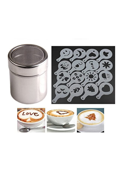 Generic Brand Set 16 șabloane pentru cacao,accesorii cafea,5,8x5,8x8,6 cm,ino...
