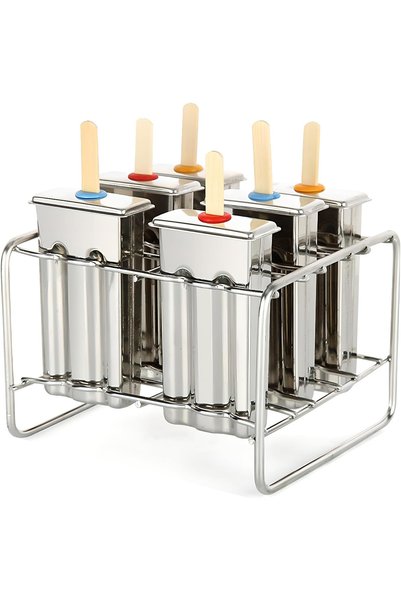 Generic Brand Set of 6 ice cream molds, reusable, with sticks and bags, stain...