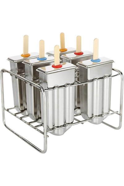 Generic Brand Set of 6 Stainless Steel Drip-Free Ice Cream Molds, Silver, 14....