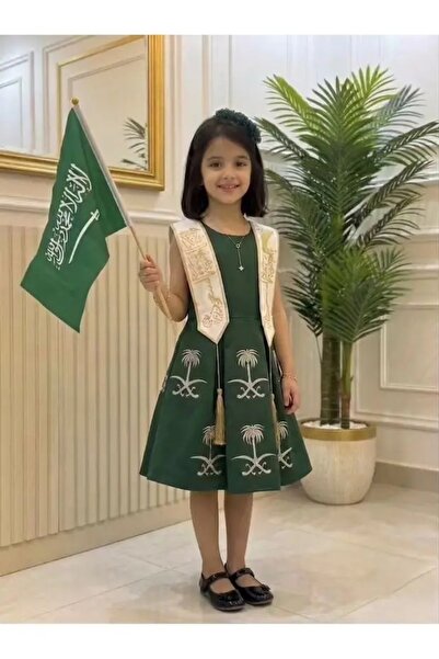 Generic فساتين اليوم الوطني السعودي للفتيات من ماركات مشهورة، مع تطريز جميل و...