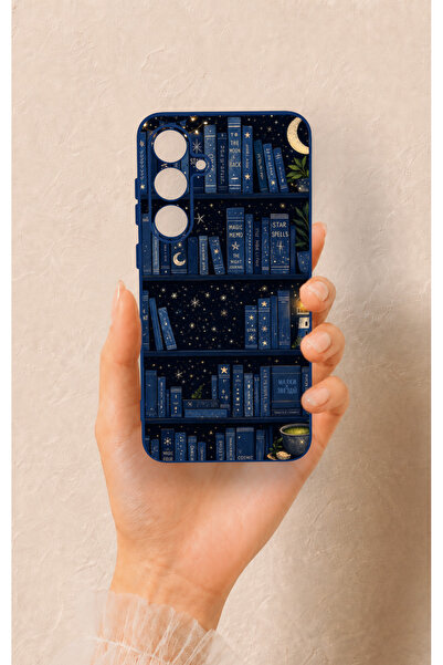 Vip Case Samsung S24Fe Uyumlu Gece Temalı Kitaplık Desenli Silikon Kılıf