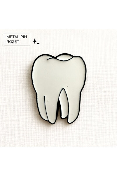 Diş Metal Pin Rozet Diş Hekimi Dişçi Dentist Temalı Beyaz Çanta Ceket Önlük Aksesuarı