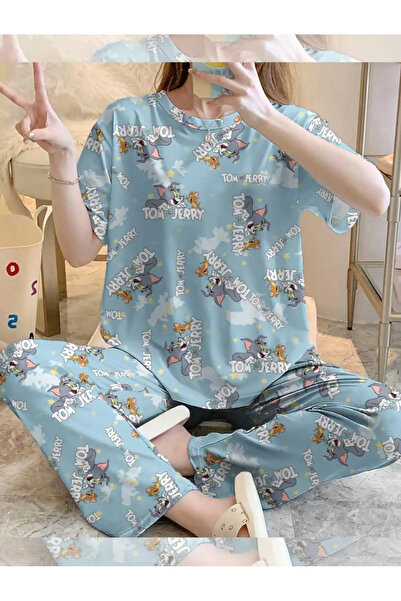 kuzey homewear Short-Sleeve Pajama Set Toam Annd Jerryy Supersoft Basic Singl...