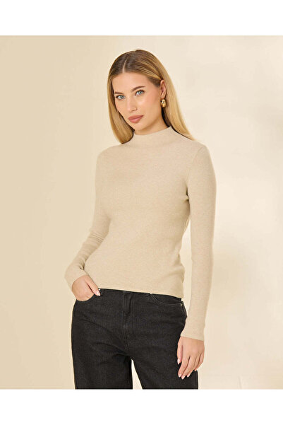 REDTAG Women Beige Turtleneck Pullover