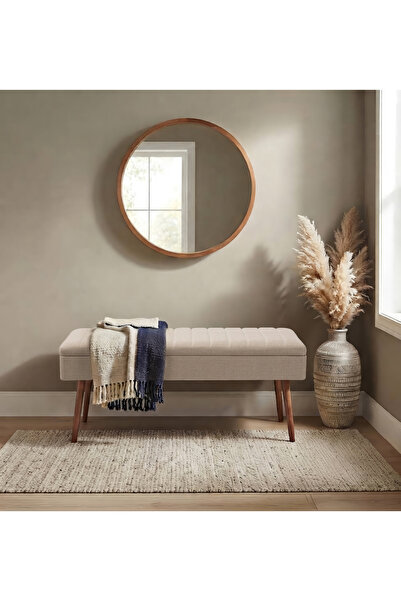 Uvi Collection VİNA KUMAŞLI SANDIKLI BENCH CEVİZ KREM