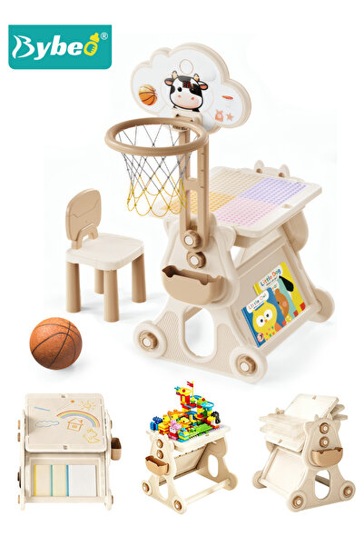 BYBEO 8-in-1 Kids Activity Table & Chair Set, Multifunctional Kids Study Tabl...
