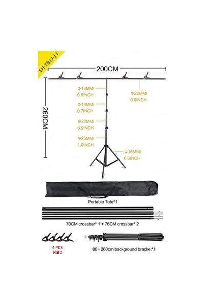 SH T-shaped Photography Background Stand Adjustable Support System For Photo ...