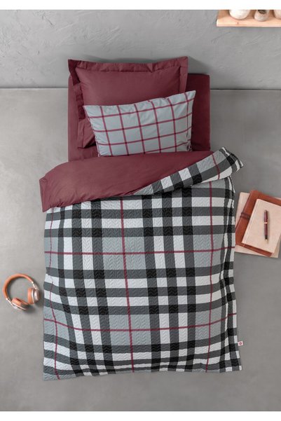 Cotton Box Genç Odası Tek Kişilik Lastikli Çarşaflı Complete Set Brave Bordo