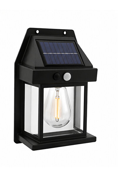 Pazar Kapısı Solar LED Duvar Lambası Hareket Sensörlü Filament Ampullü 3000K ...