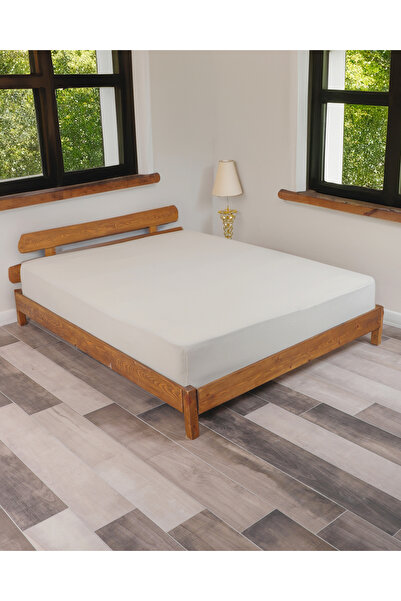 Mode More Cream Colored 100% Cotton Combed Elastic Bed Sheet 30-35 cm High Edge (Single - Double - King and King Size)