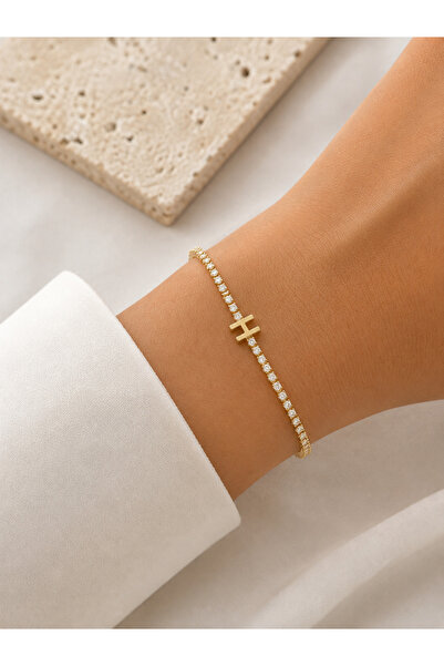 SY AKSESUAR H Letter Waterway Bracelet – Gold Color Zircon Stone Steel Letter...