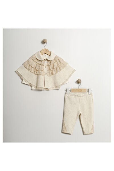 DIDuStore Mymi̇o Girls 6-9-12-18 Months Silvery Lace Cape 3-Piece Set