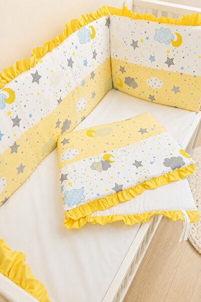 Baby Clime Yellow Ruffled 90X130 Furniture Crib Protection Set - 4 Piece Drea...