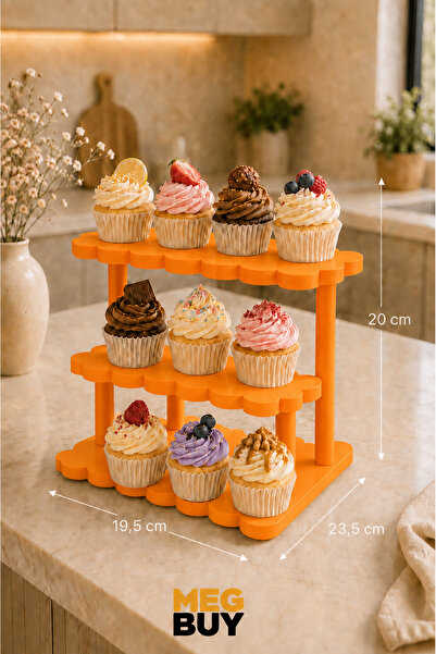 MEGBUY 3 Katlı Cupcake Standı – Dekoratif Pasta, Kek ve Tatlı Sunum Standı Tu...