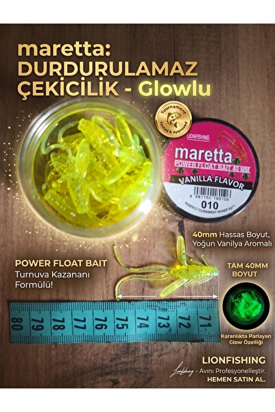 LION FISH Lionfishing Maretta Glowlu Yüzen Silikon Yem 40 mm Yoğun Vanilya Ar...