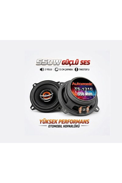 Kingwin Autosonic TS-1310 Oto Hoparlör 550W 13CM Tweeterlı Oto Hoparlör Takım...