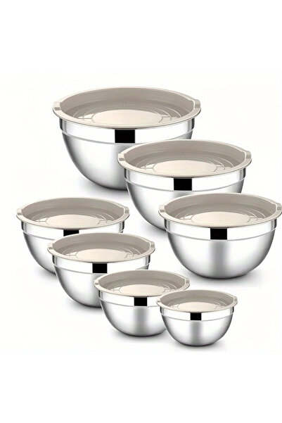 Generic Brand Set 7 boluri pentru salată, boluri de amestecare, cu capac, ino...