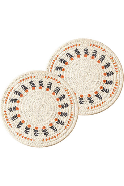 Generic Brand Set 2 suporturi masă,izolante,lavabile,rotunde,30 cm,bumbac și in