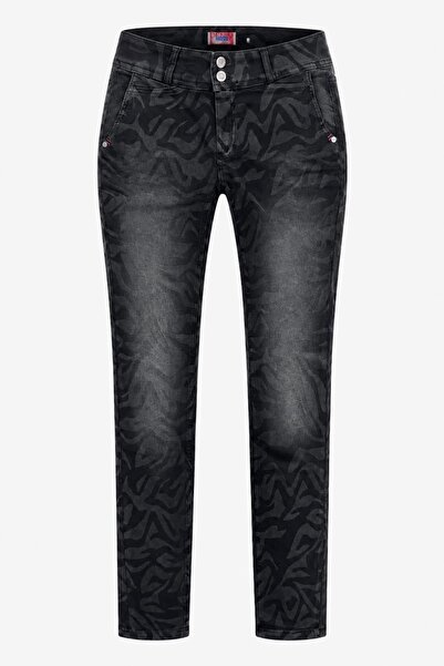 bb butik basic Γυναικείο τζιν παντελόνι με στενό πόδι και σχέδια από λύκρα FK...