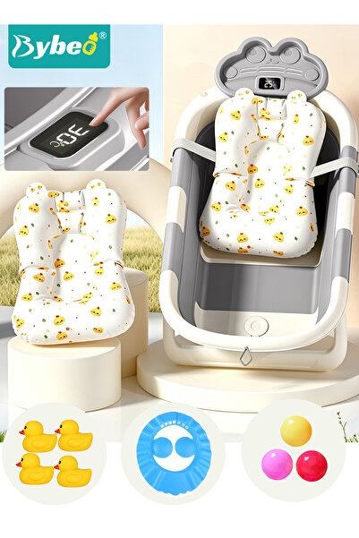 BYBEO 10PCS Baby Bath Tub, Collapsible Baby Bathtub with Temperature Sensing ...