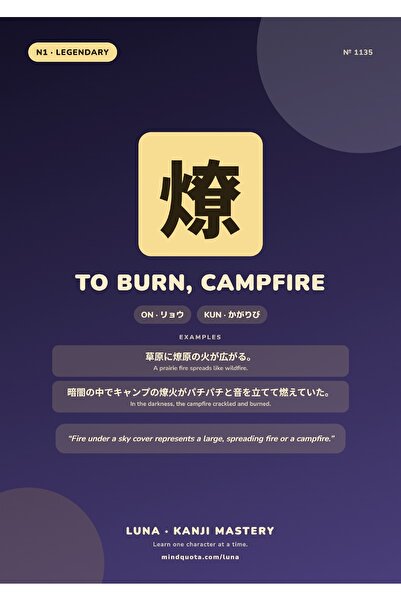OEM Poster Kanji A aprinde foc de tabara, Caligrafie Japoneza, Carton 250g, A4