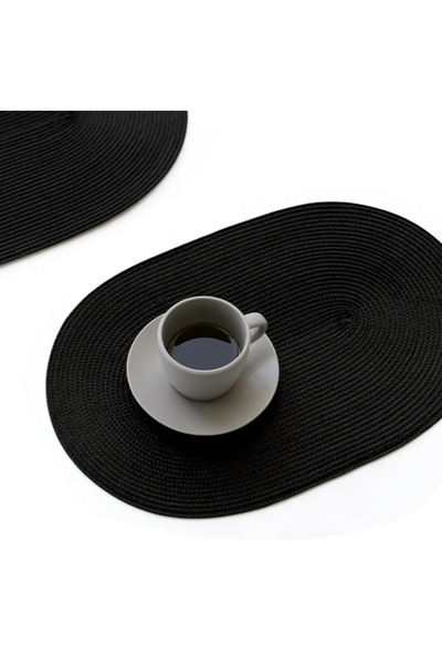 Generic Brand Set 4 suporturi masă ovale,negre,PP