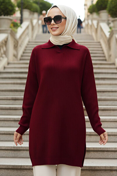 N.S NEVA STYLE Vişne Tesettür Strickpullover 10921VSN
