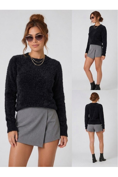 AÇELYA TEKSTİL Bearded Crop Sweater Effortless Elegance