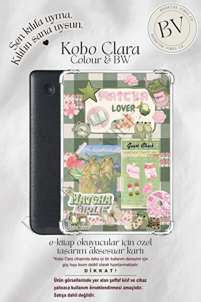 BookTok Vibes Co. Matcha Lover Kolaj Insert - Kindle ve Kobo E-Kitap Okuyucul...