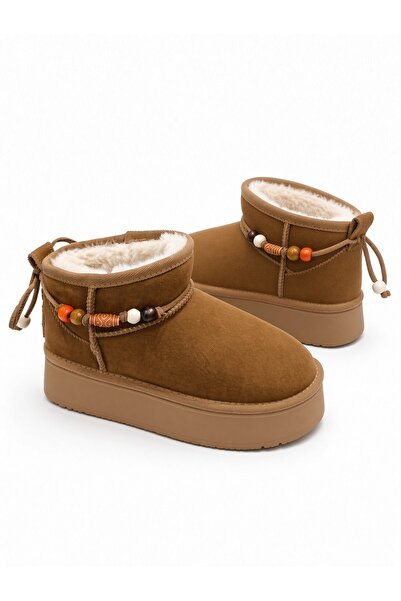 Guja Kemal Aygün-Guja Women's Genuine Suede Platform Mini Boots with Fur Inside